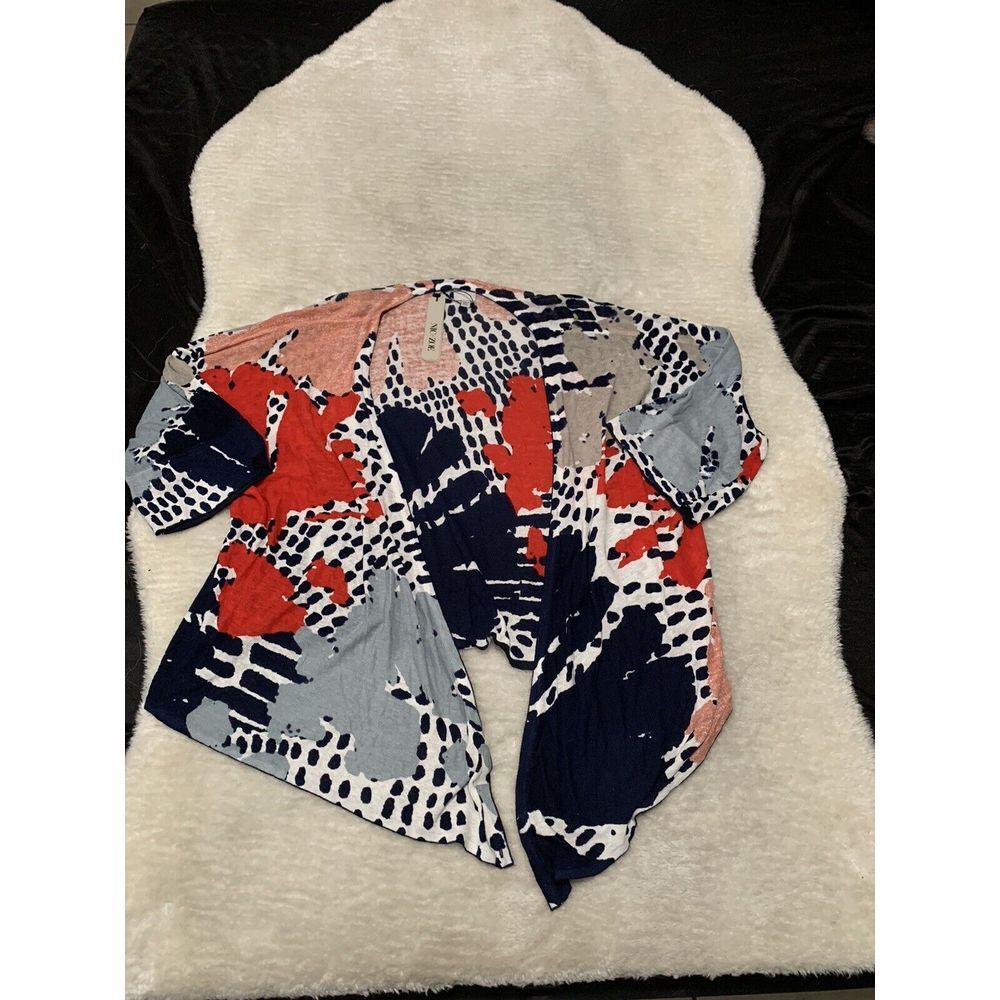 Nic + Zoe Womens Linen Blend Cardigan‎ Sweater Multicolor Top Size XXL 2XL NWT